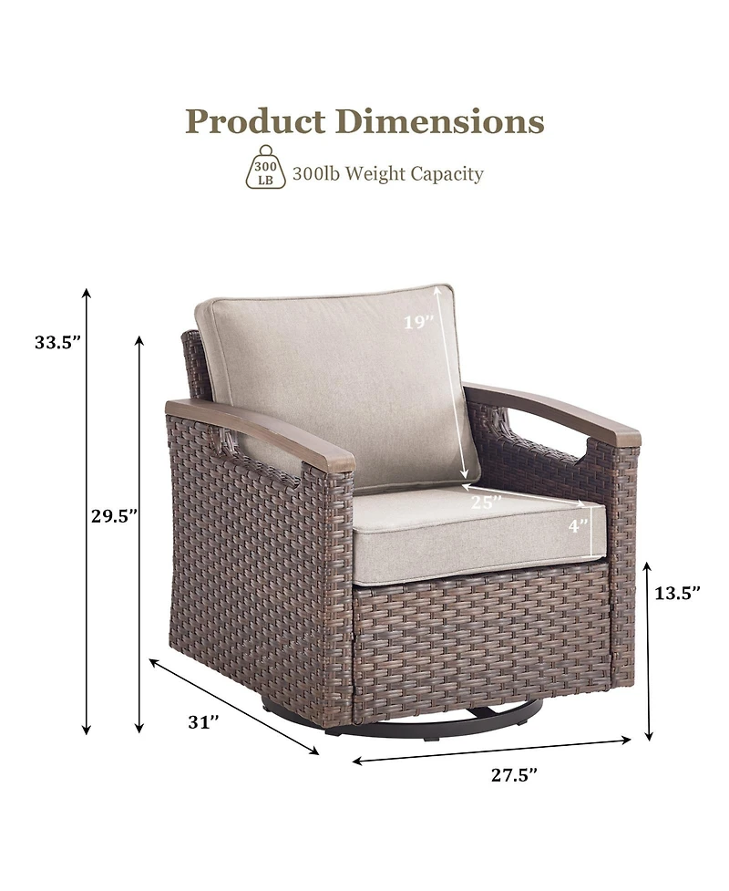 Gymojoy Farmhouse 2-Piece Pe Wicker Outdoor Rocking Chair with Olefin Cushions/Metal Armrest