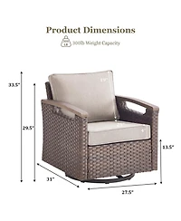Gymojoy Farmhouse 2-Piece Pe Wicker Outdoor Rocking Chair with Olefin Cushions/Metal Armrest