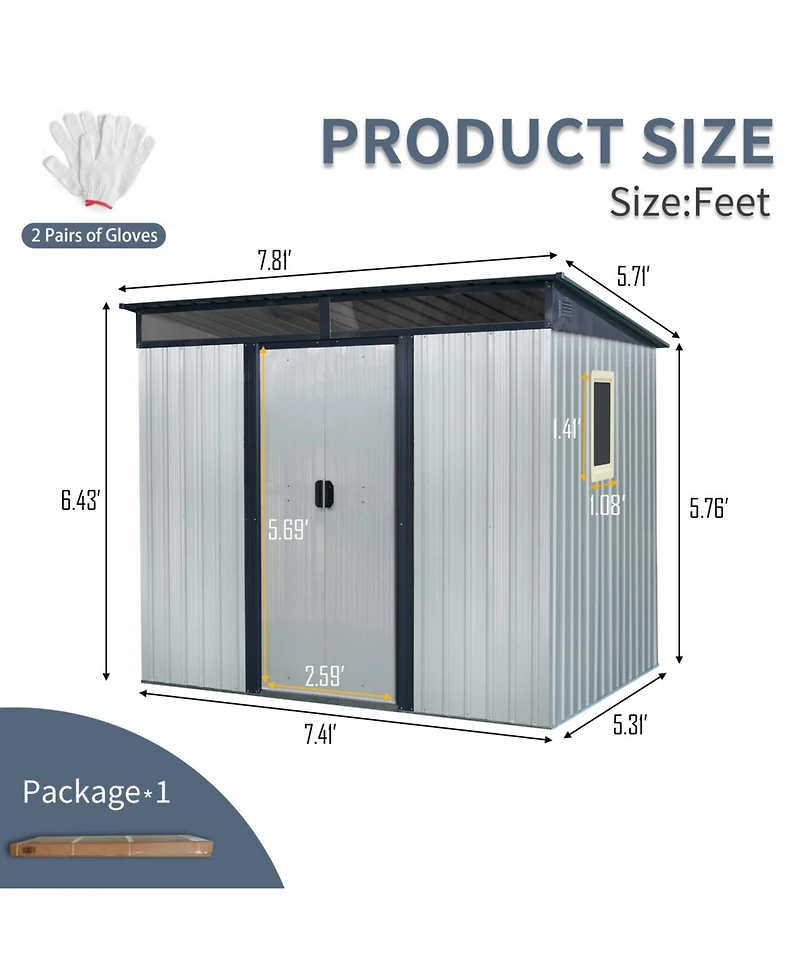 Streamdale Furniture 8' x 6' Outdoor Metal Storage Shed