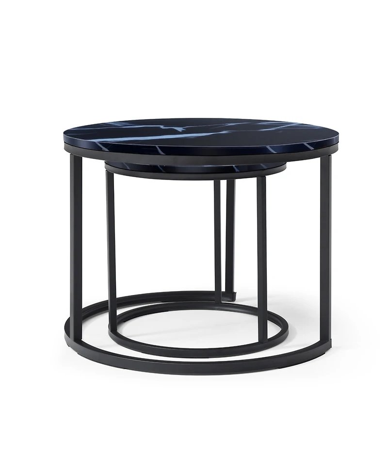 Streamdale Furniture Nesting Coffee Tables - Black Top Marble Pattern