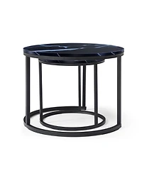 Streamdale Furniture Nesting Coffee Tables - Black Top Marble Pattern