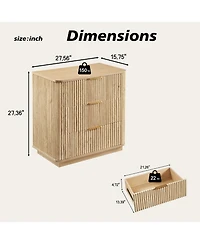 Streamdale Furniture Modern 3-Drawer Dresser Nightstand, Oak Finish