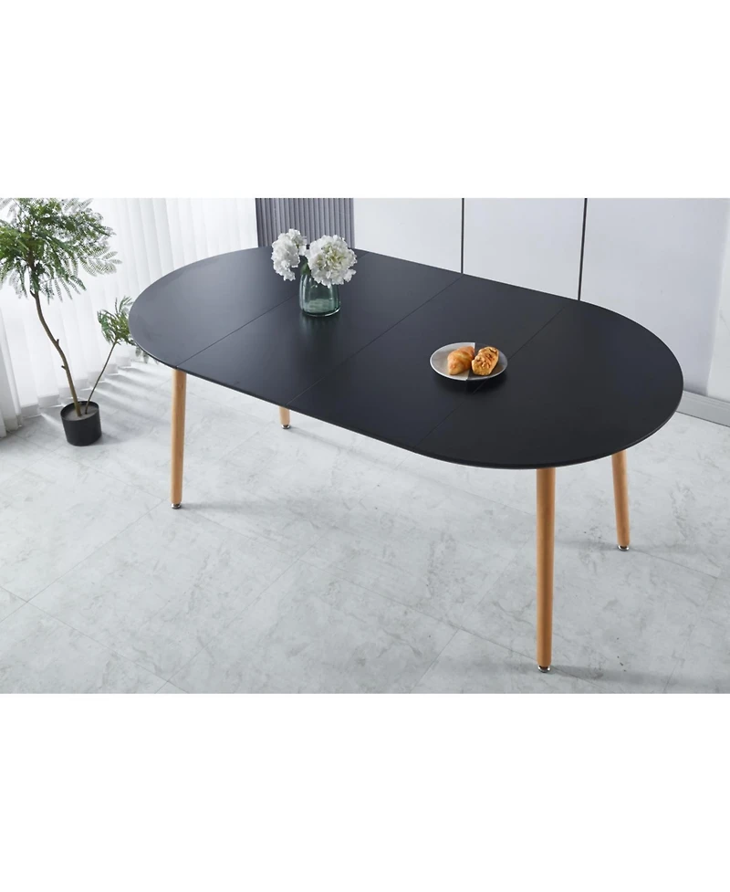 Streamdale Furniture Extensible Black Table- Wood Leg, Mdf Top
