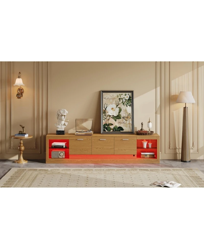 Streamdale Furniture 78" Modern Tv Stand with Cabinets & Open Shelves, Fits TVs up to 90