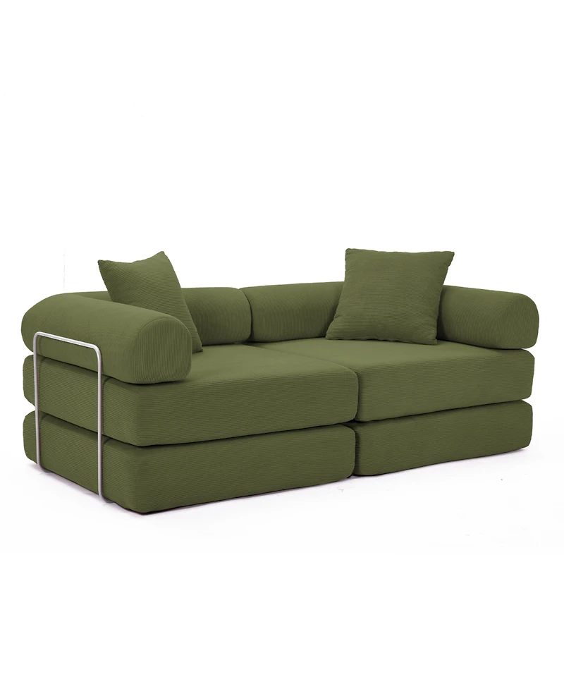 Streamdale Furniture Modular Corduroy Sofa Bed - Green