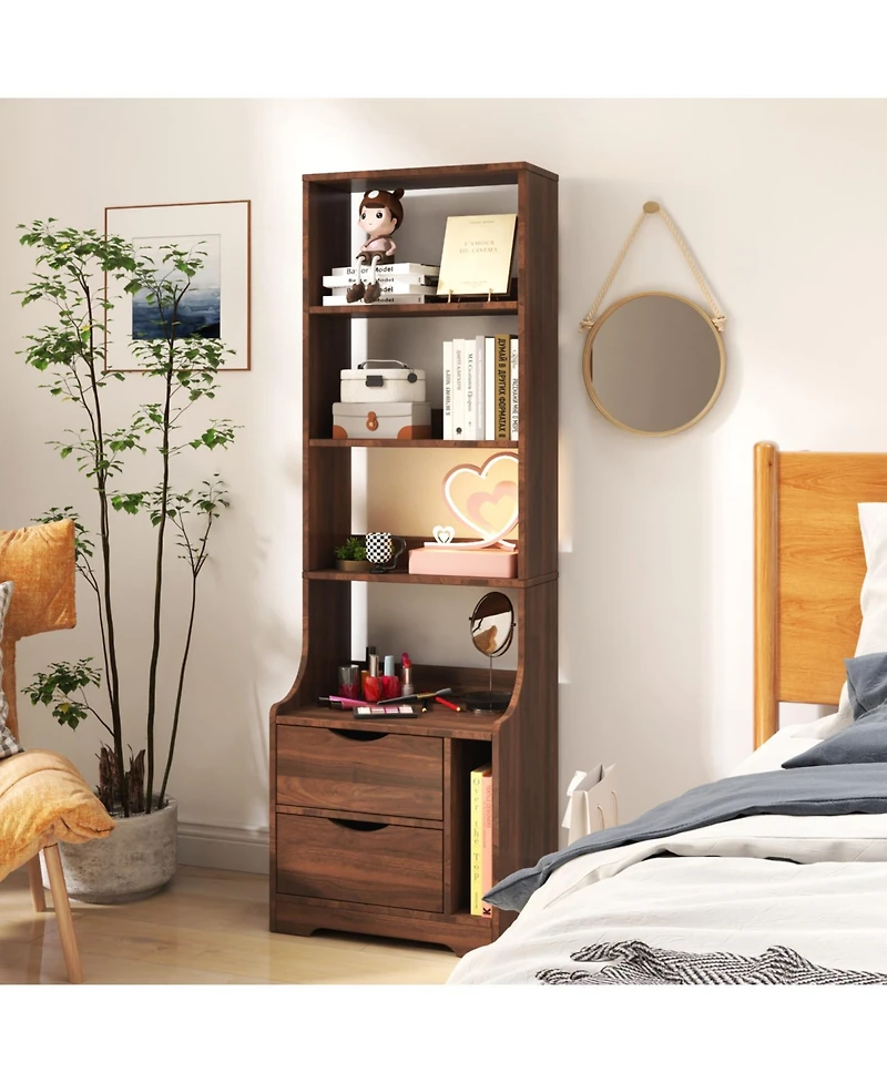Streamdale Furniture + 1 Pc. + Wood + 2 Storage Drawers & Bookshelf + Night Stand