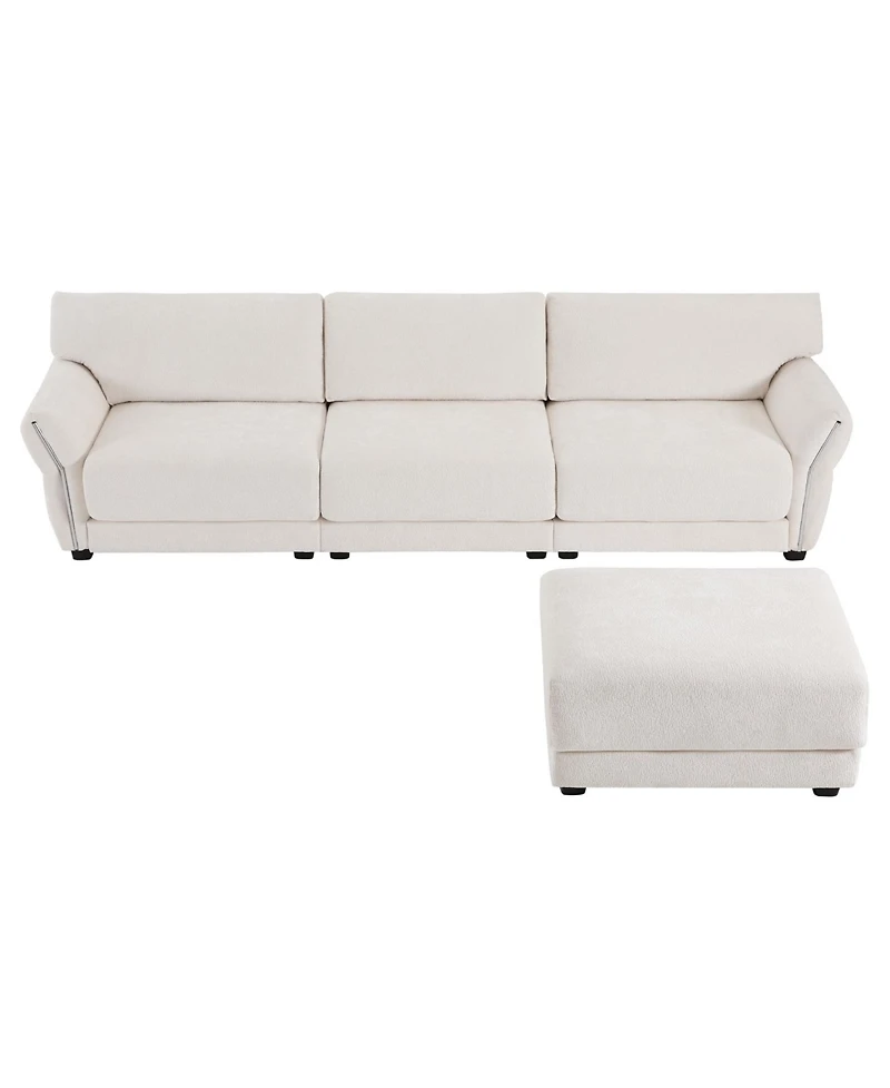 Streamdale Furniture 110" Modular Sectional Sofa with Ottoman & Usb Charger