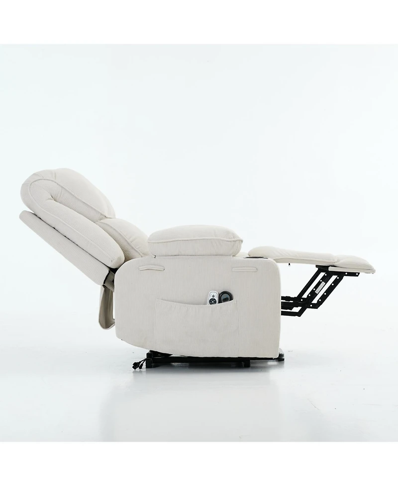 Streamdale Furniture Streamdale Ivory Remote-Controlled Heating and Massage Assistive Recliner for Seniors