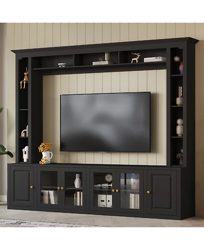 Streamdale Furniture Modern Entertainment Center Wall Unit - 80" Tv Stand, Black
