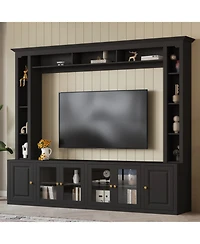 Streamdale Furniture Modern Entertainment Center Wall Unit - 80" Tv Stand, Black