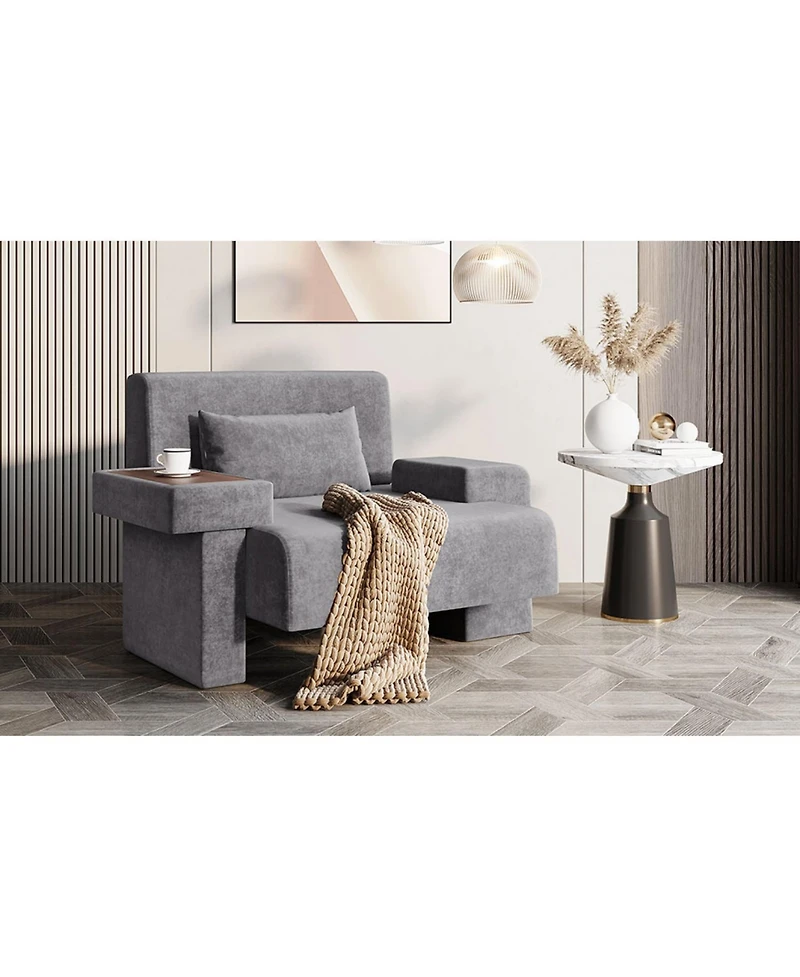 Streamdale Furniture Streamdale Oversized Armchair Wide Mid-Century Chair with Pillow