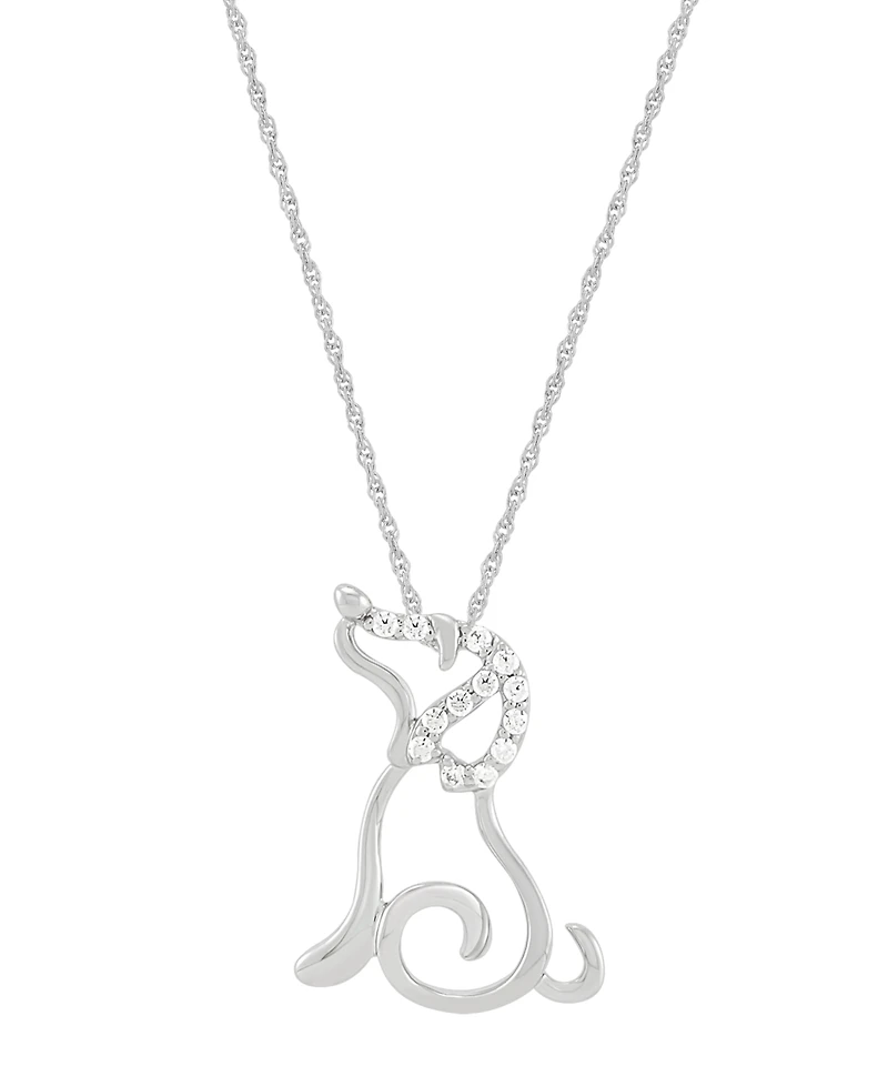 Macy's Diamond Pendant Necklace (1/10 ct. t.w.) in Sterling Silver and Rhodium