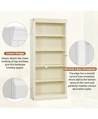 Streamdale Furniture 83.4" 5-Tier Bookcase with Light & Adjustable Shelves