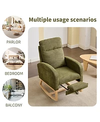 Streamdale Furniture Teddy Rocking Chair with Wood Legs & Side Pocket