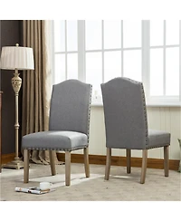 Streamdale Grey Nailhead Parson Chair Set (2)