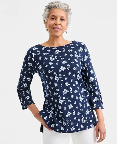 Style & Co Women's Tie-Detail Boat Neck Tunic Top, Macy's Exclusive