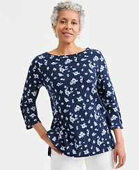 Style & Co Women's Tie-Detail Boat Neck Tunic Top, Macy's Exclusive