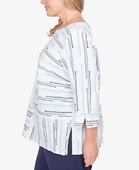 Alfred Dunner Plus Classic Spliced Jacquard Stripe Top