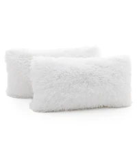 Cheer Collection Shaggy 2-Pack Decorative Pillows, 12" x 20"