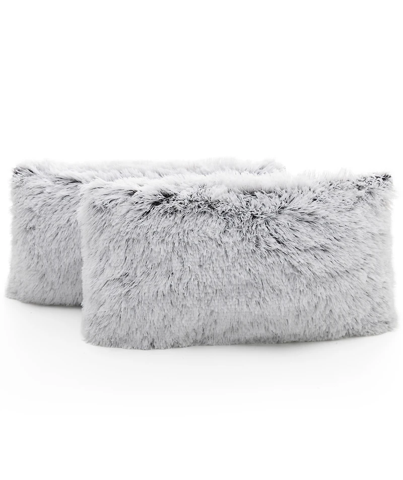Cheer Collection Shaggy 2-Pack Decorative Pillows, 12" x 20"