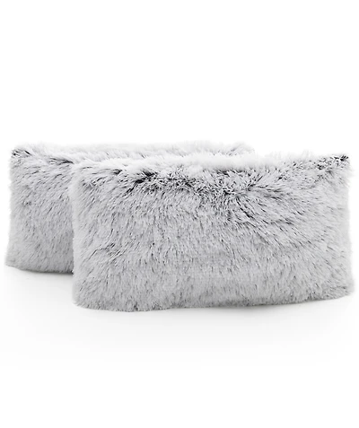 Cheer Collection Shaggy 2-Pack Decorative Pillows, 12" x 20"