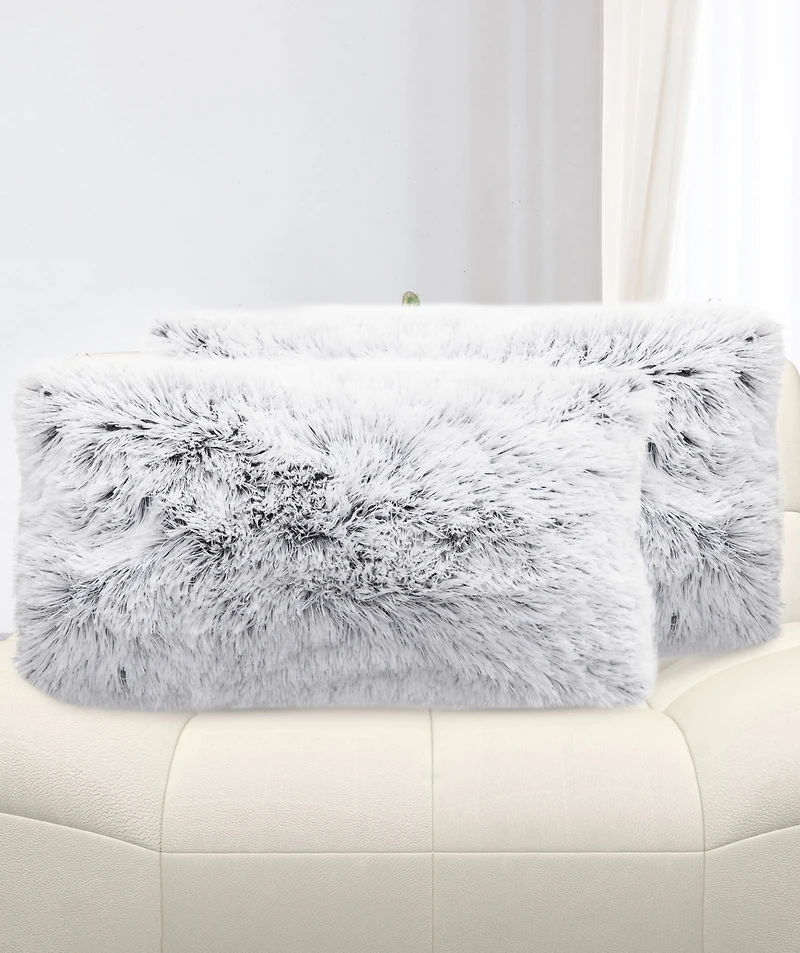 Cheer Collection Shaggy 2-Pack Decorative Pillows, 12" x 20"