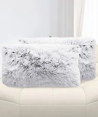 Cheer Collection Shaggy 2-Pack Decorative Pillows, 12" x 20"