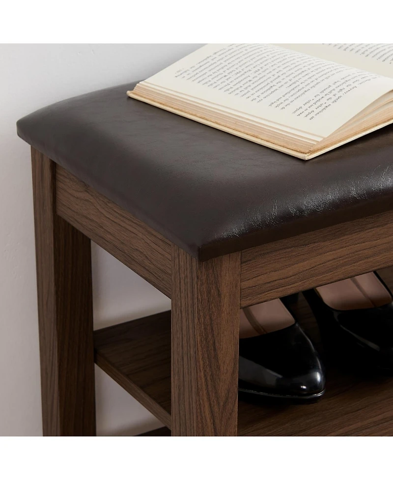Streamdale Furniture + Adjustable + Wood + Shoe Bench with Storage + Bench