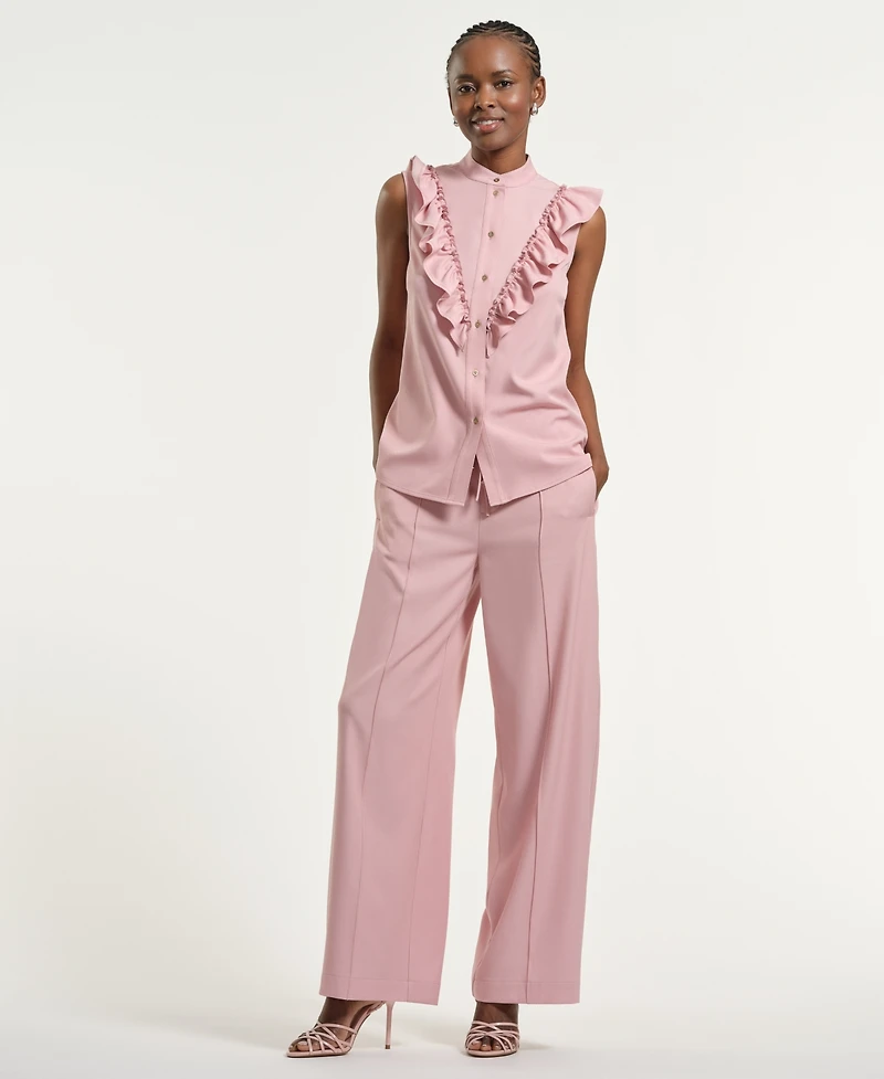 Isaac Mizrahi Women's Mandarin Collar Top