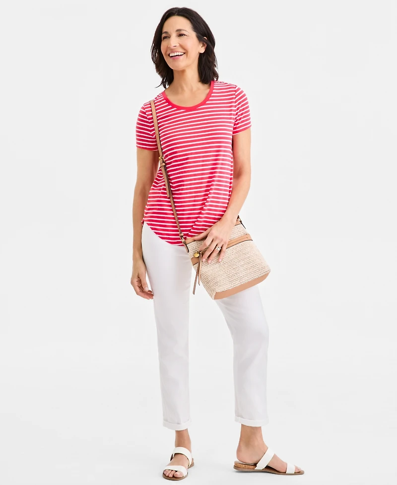 Style & Co Women's Printed Short-Sleeve Crewneck Top, Macy's Exclusive