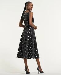 Isaac Mizrahi Women's Seamed Square Neck Midi Dress