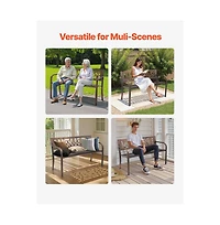 Slickblue 50" Outdoor Patio Bench with Metal Frame and Pvc Floral Backrest