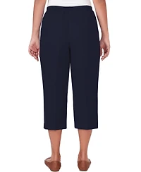 Alfred Dunner Women's Classic Button Hem Gathered Waistband Capri Pants