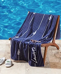 Lacoste Crocodile Print Shirting Cotton Beach Towel, 36" x 72"