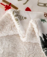 Linery & Co. Velvet Plush Fleece Reversible Sherpa Christmas Throw