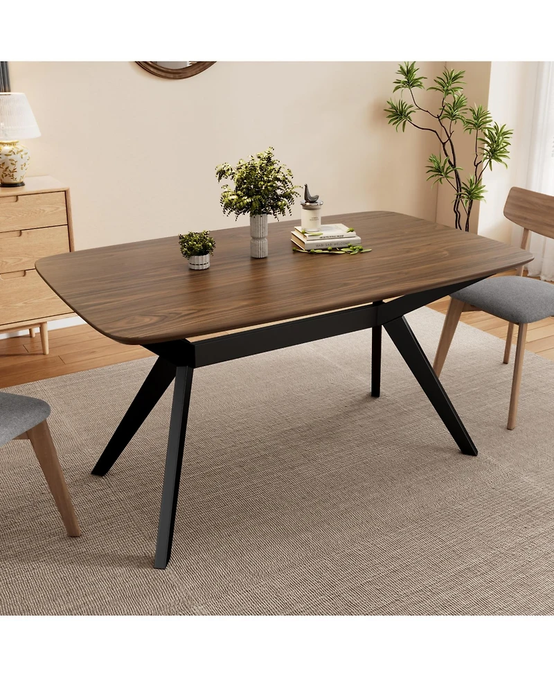 Streamdale Furniture Wood Dining Table ,Walnut+Black