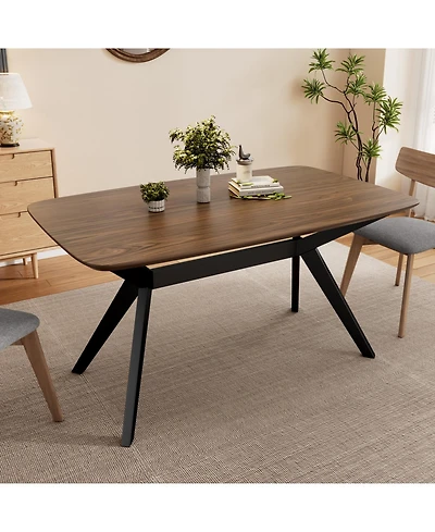 Streamdale Furniture Wood Dining Table ,Walnut+Black
