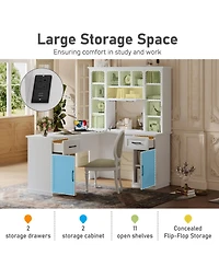 Streamdale Furniture L-Shaped Desk w/ Cabinets, Drawers, Shelves & Flip-Up Storage