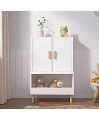 Streamdale Furniture Kids Toy Storage Cabinet - White Wooden Organizer