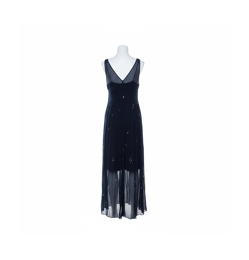 Pre-Owned Isabel Marant Women's Navy Blue Chiffon Sleeveless Cassidy Maxi Dress