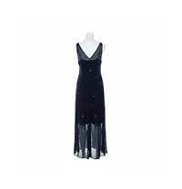 Pre-Owned Isabel Marant Women's Navy Blue Chiffon Sleeveless Cassidy Maxi Dress
