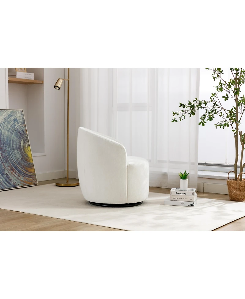 Streamdale Furniture Swanky Swivel Armchair Plush Chenille, Foam Comfort, Black Base