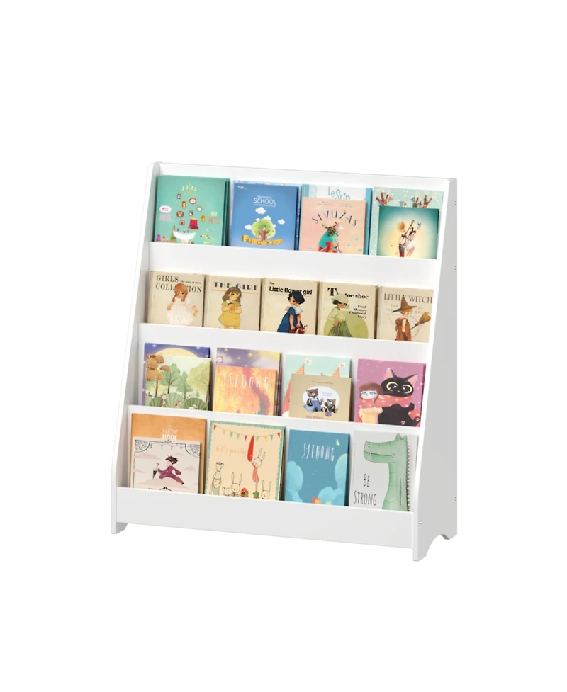 Streamdale Furniture 4-Tier Kids Bookshelf, Toddler Book Display Shelves, Helps Keep Bedrooms, Playrooms, and Classrooms Organized,White