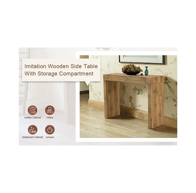 Streamdale Furniture Streamdale Elegant Wood Grain Bar Table w/ Drawers - 50 Inches