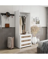 Streamdale Rattan Wardrobe with 3 Drawers