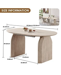 Streamdale Furniture Streamdale Wood Extendable Dining Table, Oval Kitchen Table with Dual-Pillar Design