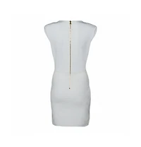 Pre-Owned Balmain Women's White Textured Knit Lace Up Tie Detail Mini Dress