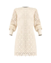 Ivonne Women's Embroidered Crochet Mini Dress with Sequin Detailing