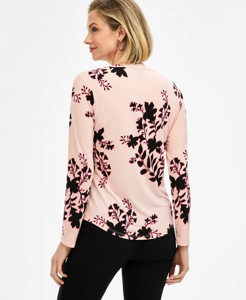 Jm Collection Women's Printed Zip Pocket Top, Macy's Exclusive