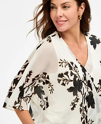 Jm Collection Women's Surplice V-Neck Elbow-Sleeve Top, Macy's Exclusive